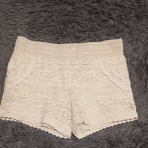 Magenta White Lace High Waist Shorts